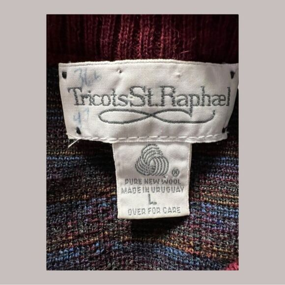Tricots St. Raphael Burgundy Golfer Print Wool Sweater – Size L - Picture 3 of 6